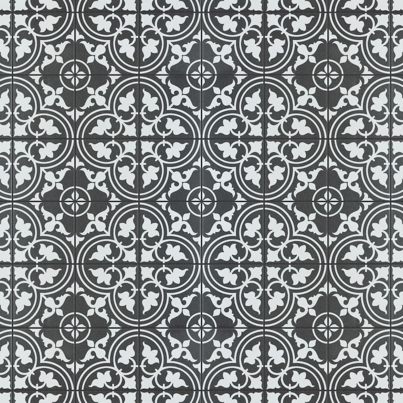 Merola Tile Harmonia Classic Black 13" x 13" Ceramic Floor and Wall Tile