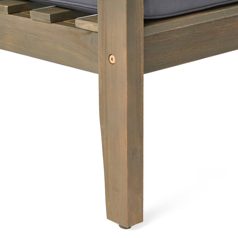 Peyton Outdoor Cushioned Acacia Wood Loveseat and Table Set by Christopher Knight Home