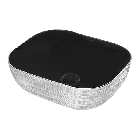 Ruvati 20 x 16 inch Bathroom Vessel Sink Silver Decorative Art Above Vanity Counter Black Ceramic - RVB2016BS - 9' x 12'