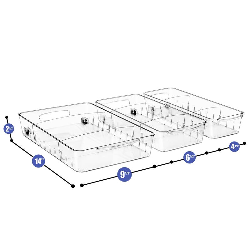 Sorbus Clear Organizing Bins on Wheels - 15.4 x 10 x 4.3