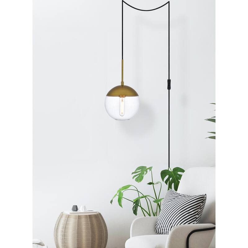 Elian 1-Light Plug in Pendant with frosted white shade - 8" Diameter