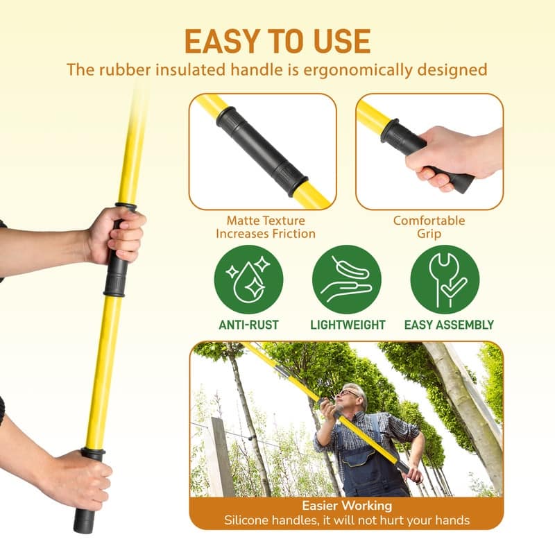 Light-weight Long-handle Manual Pole Saw Tree Trimmer - 318.9*14.2*1.2 inch