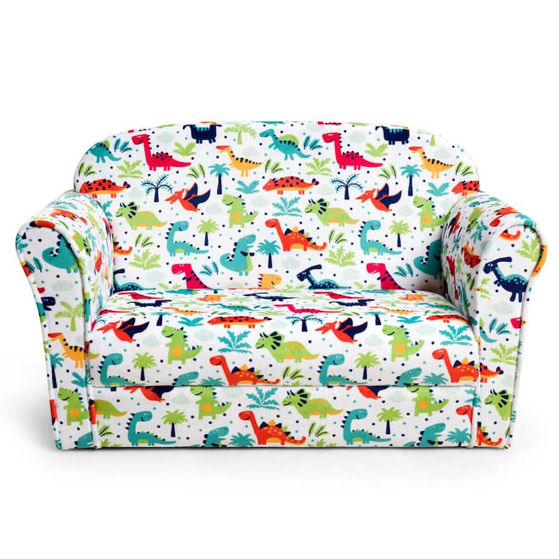 Gymax Double Kids Dinosaur Sofa Children Armrest Couch Upholstered - See Details - Multi - See Details