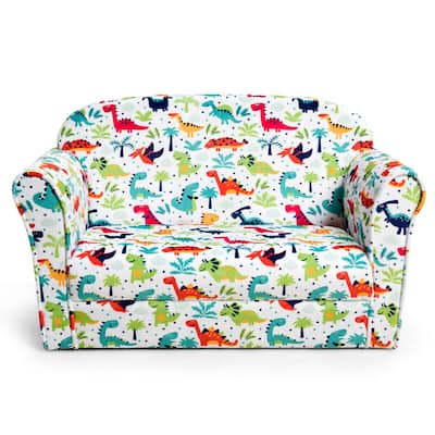 Gymax Double Kids Dinosaur Sofa Children Armrest Couch Upholstered - See Details
