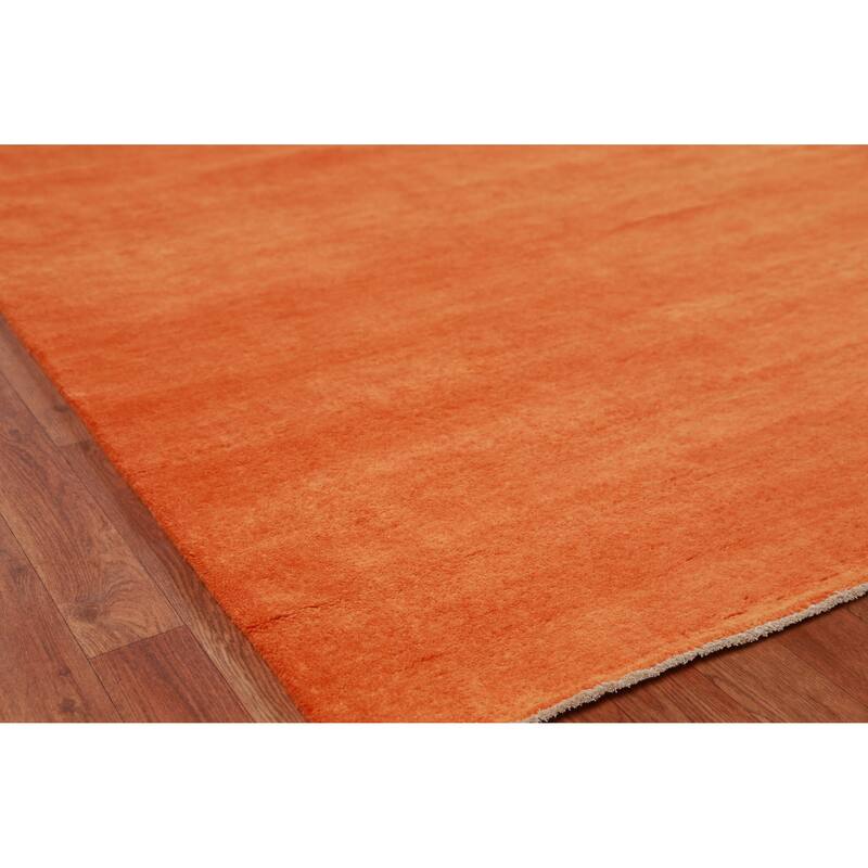 Hand Knotted Oriental 100% Wool Carpet Modern Solid Oranges & Rust Gabbeh Area Rug - 12' 1'' X 9' 3''