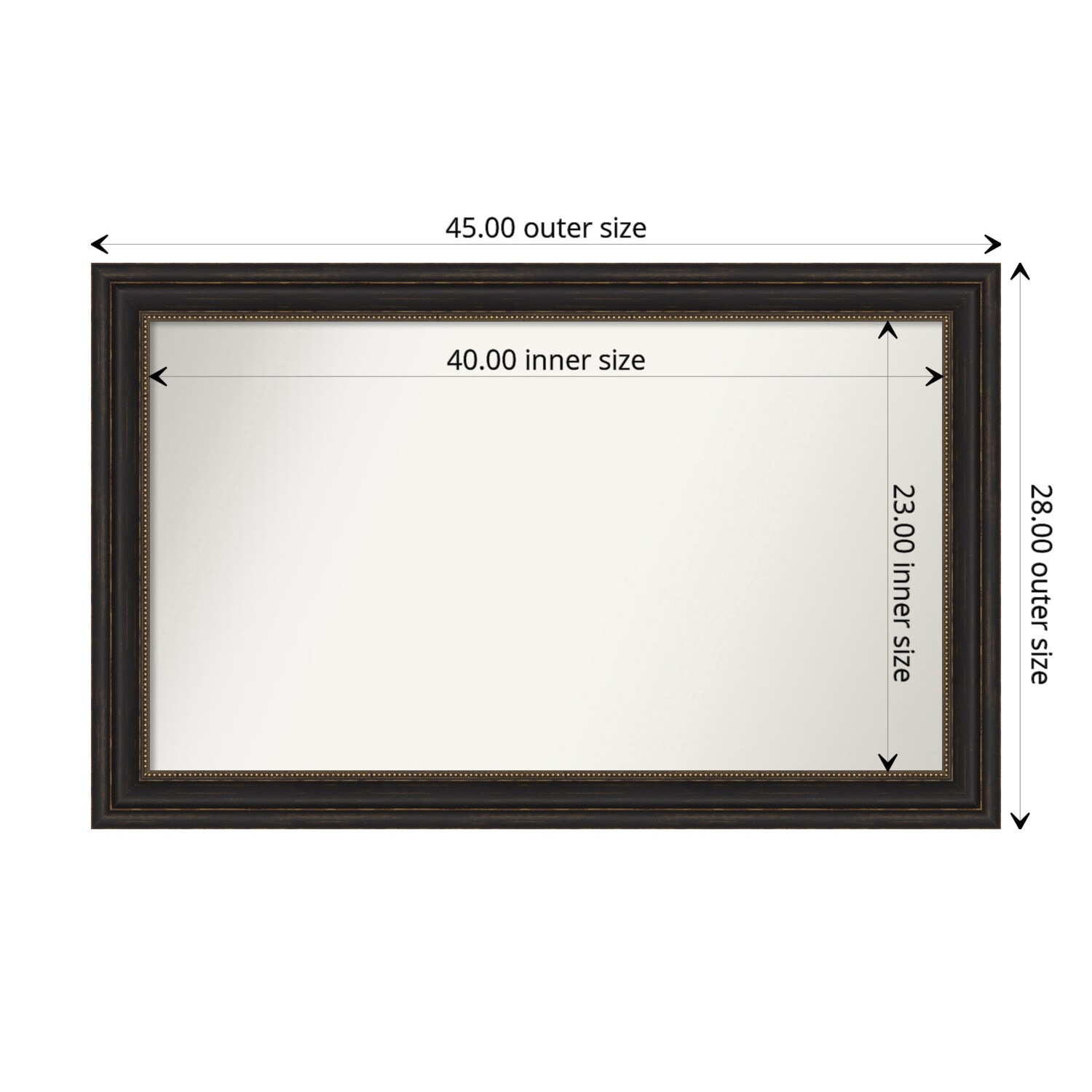 Accent Bronze Framed Non-Beveled Custom Wall Mirror, Bathroom Vanity Mirror