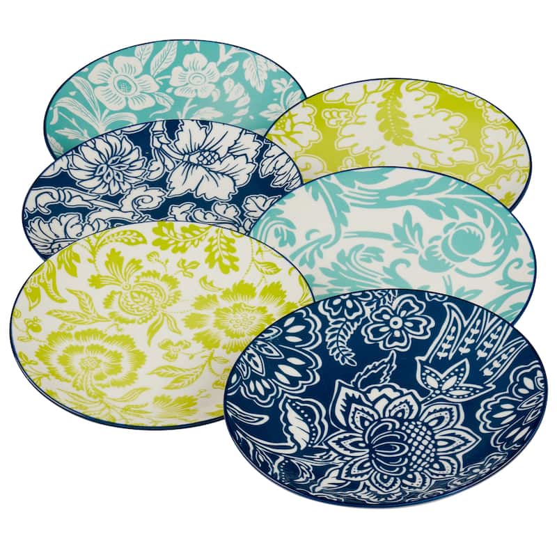 Certified International Tapestry Set of 6 Canape Plate, 6" 6 asst - 6" Diam x 0.75"