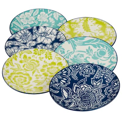 Certified International Tapestry Set of 6 Canape Plate, 6" 6 asst - 6" Diam x 0.75"