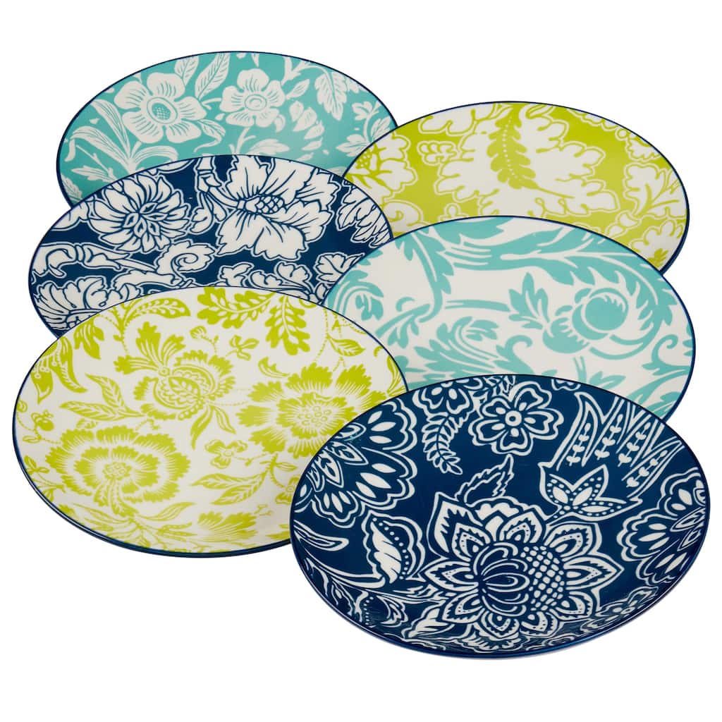 Certified International Tapestry Set of 6 Canape Plate, 6" 6 asst - 6" Diam x 0.75"