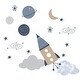 preview thumbnail 1 of 2, Lambs & Ivy Sky Rocket Planets/Stars Wall Decals/Stickers - Blue/Gray/Tan