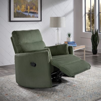 Montclair Plush Corduroy Fabric Manual Swivel Glider Recliner by iNSPIRE Q Classic