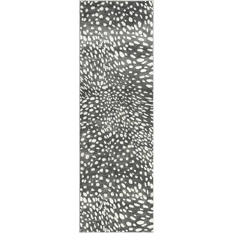 N Natori Serengeti Charcoal Spotted Area Rug - Runner 2'8" x 8' - Charcoal