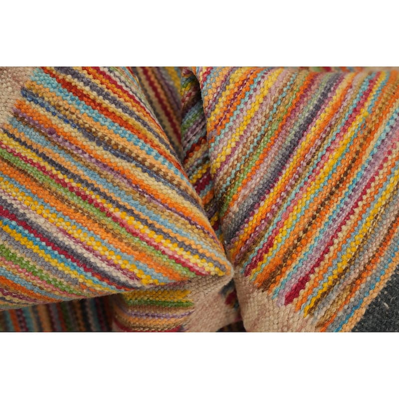 Hand Woven Oriental 100% Wool Carpet Southwestern Geometric Multi-Colored Kilim Area Rug - 6' 3'' X 4' 8''