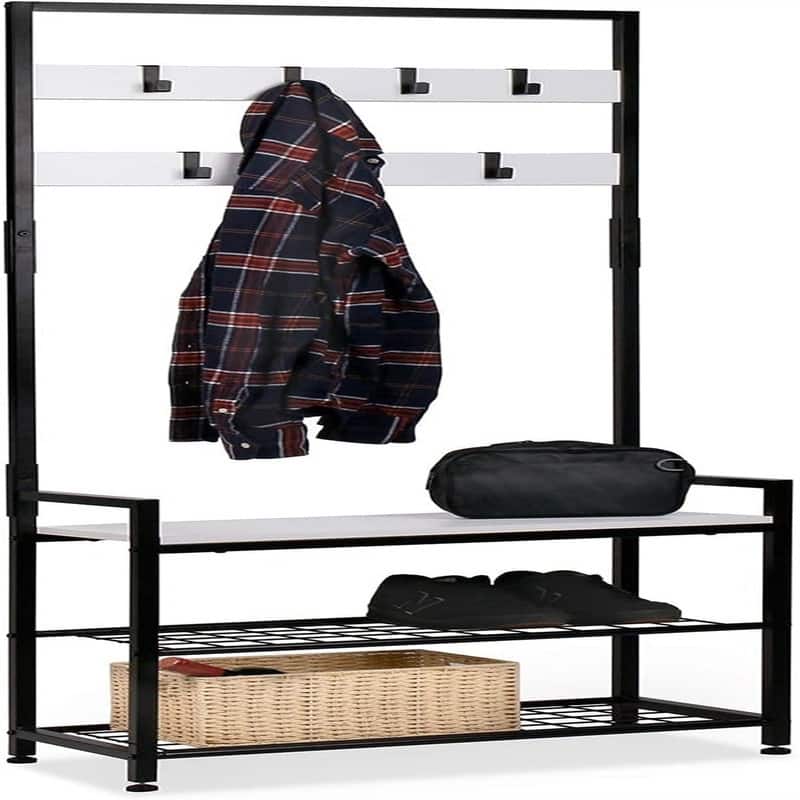 Coat Rack Shoe Bench - 25.19 x 12 x 68
