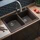 preview thumbnail 37 of 89, Karran Drop-In Quartz 33 in. 1-Hole 60/40 Double Bowl Kitchen Sink Kit