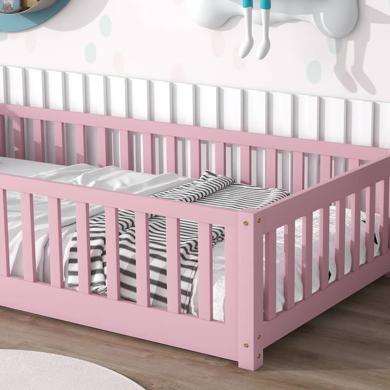 Floor Platform Bed With Fence Without Door