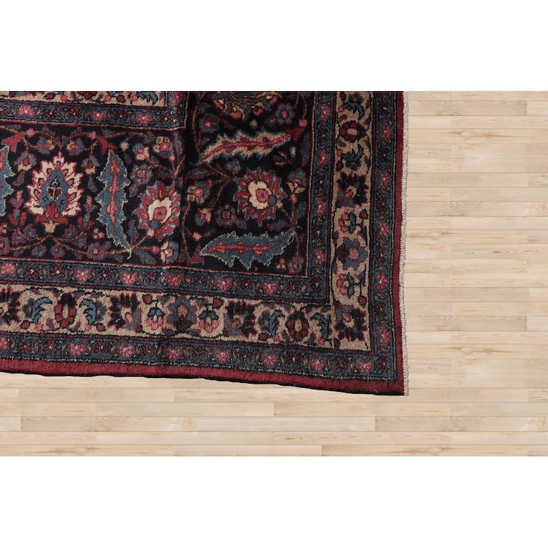 Hand Knotted Mashad Burgundy 100% Wool Traditional Oriental Area Rug - 12' 4'' x 16' 7''