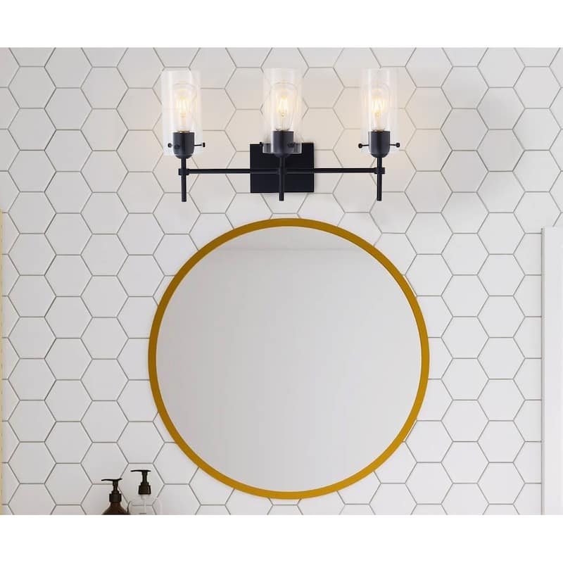 Modern Cylinder Clear Glass Shade Bathroom Vanity Light
