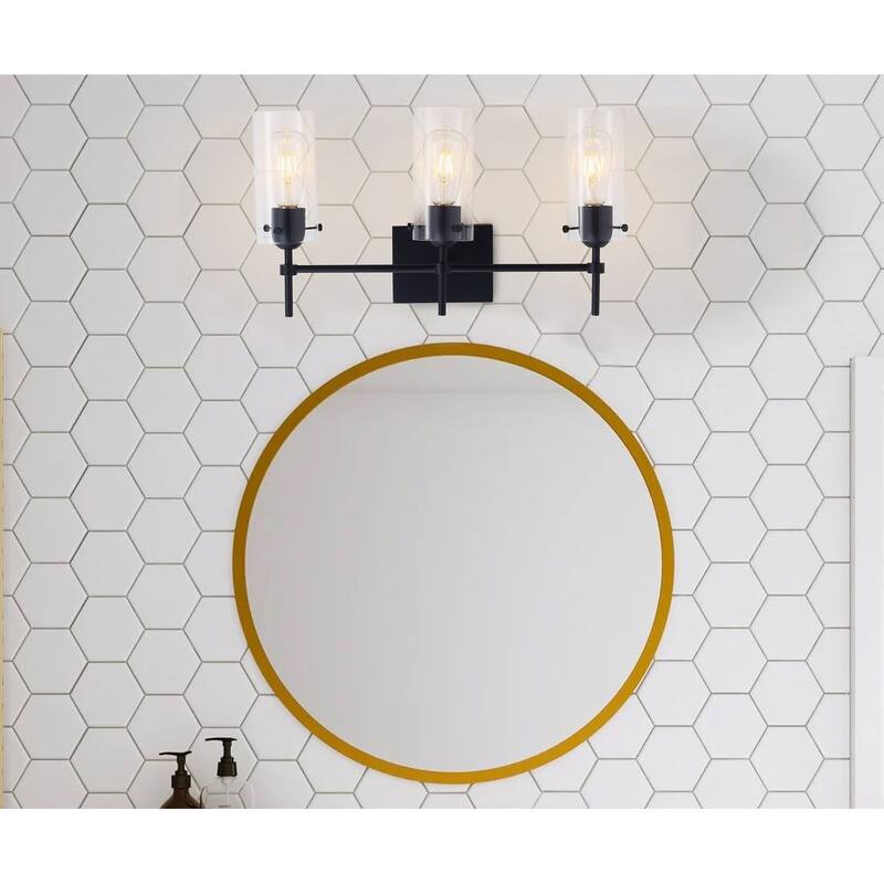 Modern Cylinder Clear Glass Shade Bathroom Vanity Light