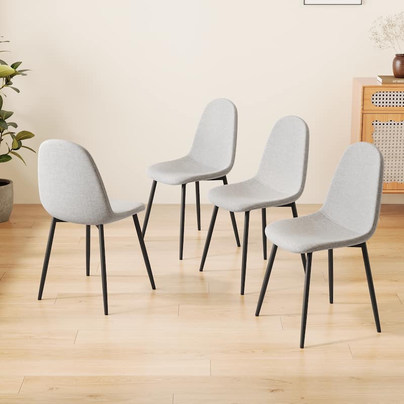 Dining Chairs Set of 4, Modern Kitchen Dining Chairs, Parsons Chair Side Chair with Linen Padded Seats and Metal Leg - Grey