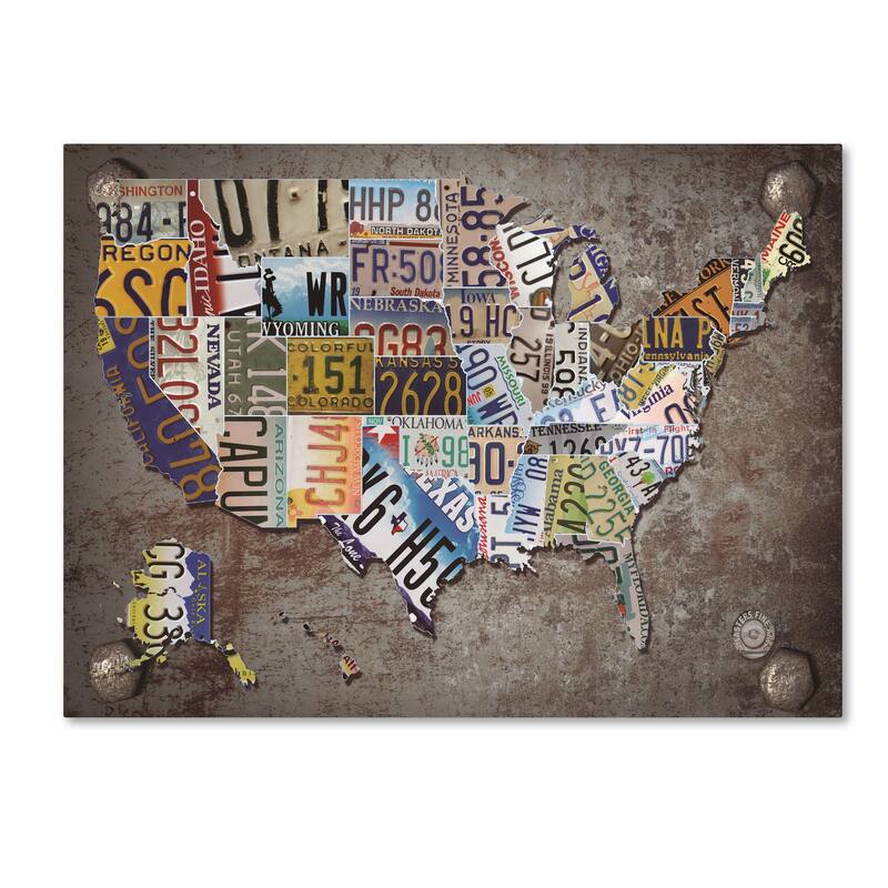 Masters Fine Art 'USA License Plate Map on Metal' Canvas Art