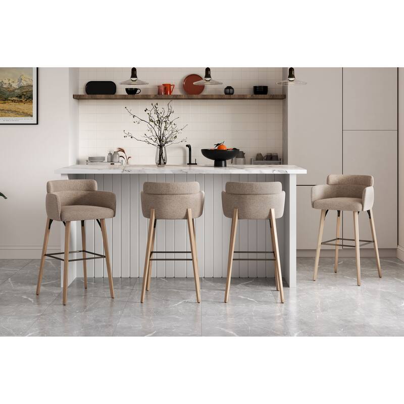 30''H Bar Stool With Solid Wood Frame And Foam Seat (Set of 2)