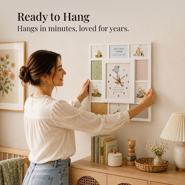 20 x 20 Photo Collage Wall Clock - Center Design & Frame Color