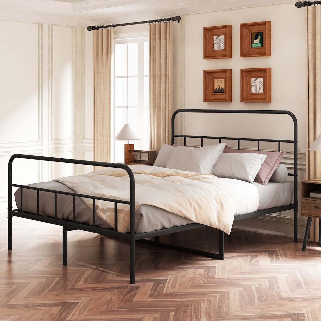 Metal Platform Bed frame with Headboard