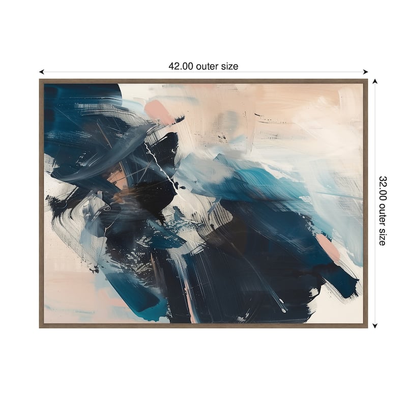 Kate and Laurel Sylvie Deep Blue Momentum II Framed Canvas by Amy Lighthall