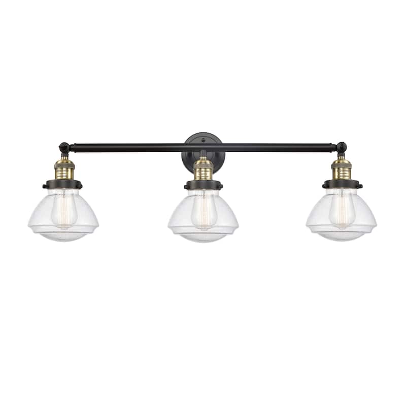 Innovations Lighting Olean 3 Light 31" Wide Bathroom Vanity Light - Black Antique Brass / Seedy