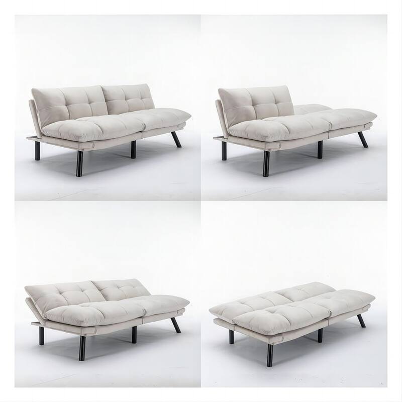 70.87" Futon Sofa Bed, Foam Foldable Couch Convertible Loveseat Sleeper Daybed with Adjustable Armrests for Small Space