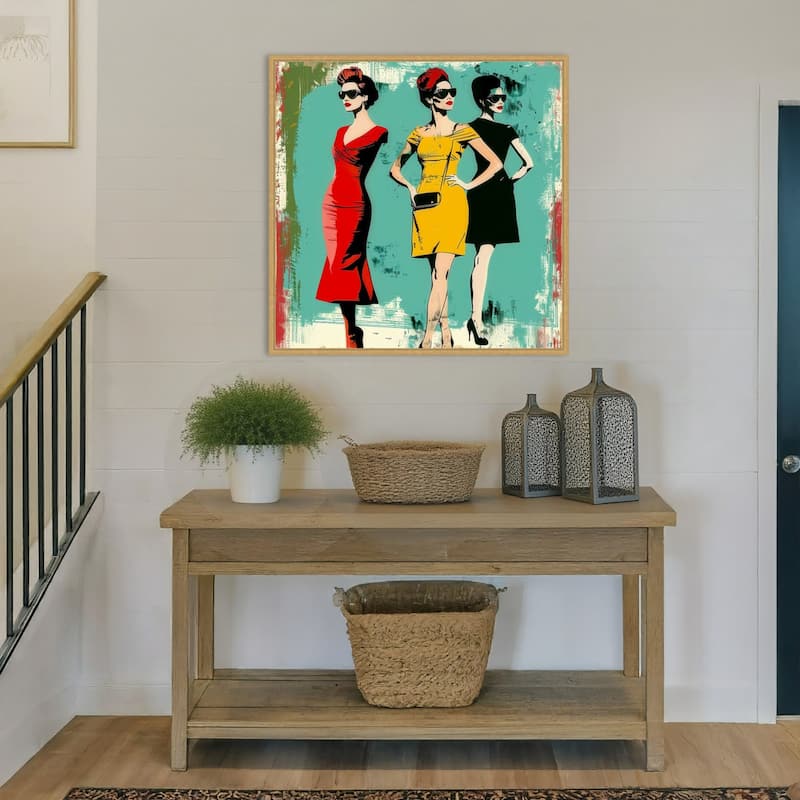 Fashion Trio 1 by Elan Studios Framed Canvas Wall Art Print - Sylvie Bright Gold