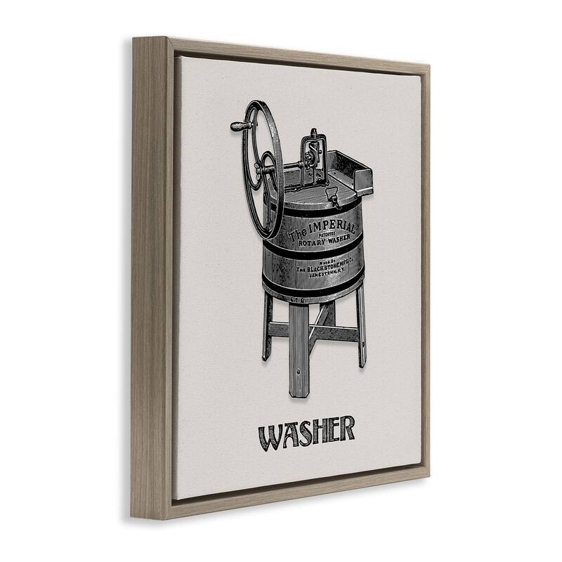 Stupell Antique Rotary Washer Framed Floater Canvas Wall Art Design By Val Rhodes