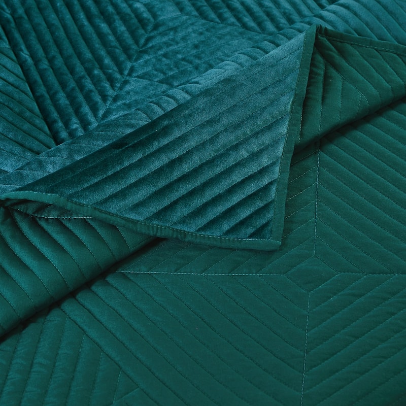Barefoot Bungalow Riviera Velvet Quilted Modern Throw Blanket
