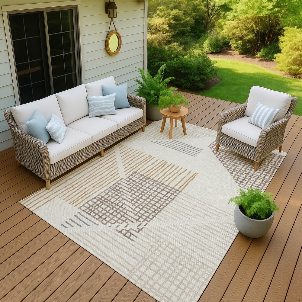 Machine Washable Indoor/ Outdoor Casual Contemporary Chantille Rug