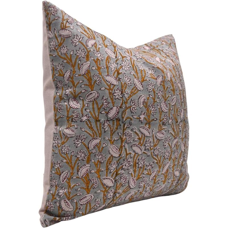 Fabdivine Linen Outdoor Sofa Block print pillow Cover