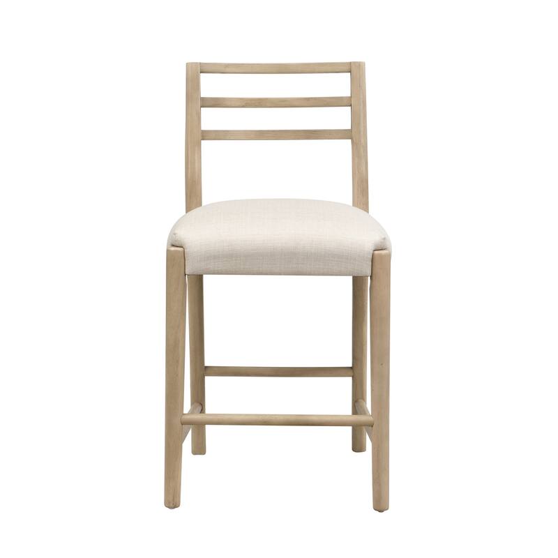 Roomfitters Upholstered Counter Stool with Ladder Back, Modern Kitchen Dining Seat, Set of 2