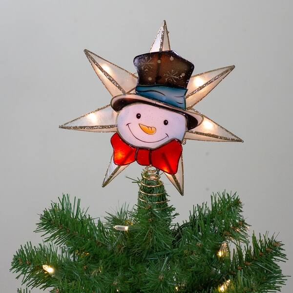 Shop 10 Lighted Gold Star And Snowman Christmas Tree Topper Clear Lights Overstock