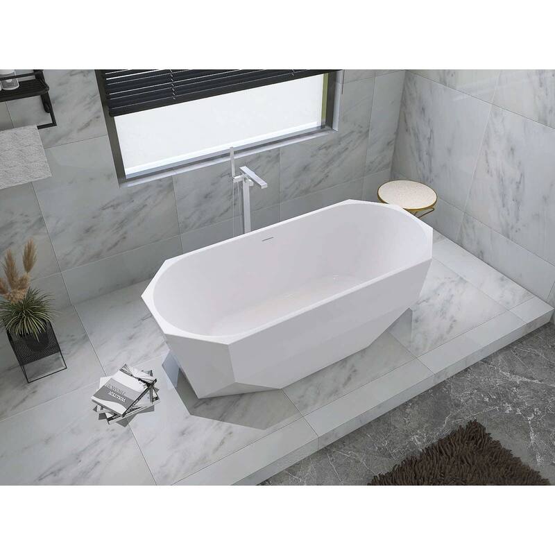 Edward Soaking Diamond Style Bathtub in Glossy White