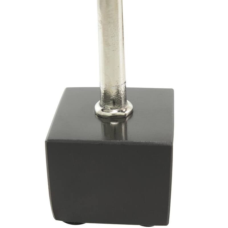 Aluminum Metal Slim Decorative Candle Holder with Black Block Bases - Set of 2 Silver or Black - Roche River Decor