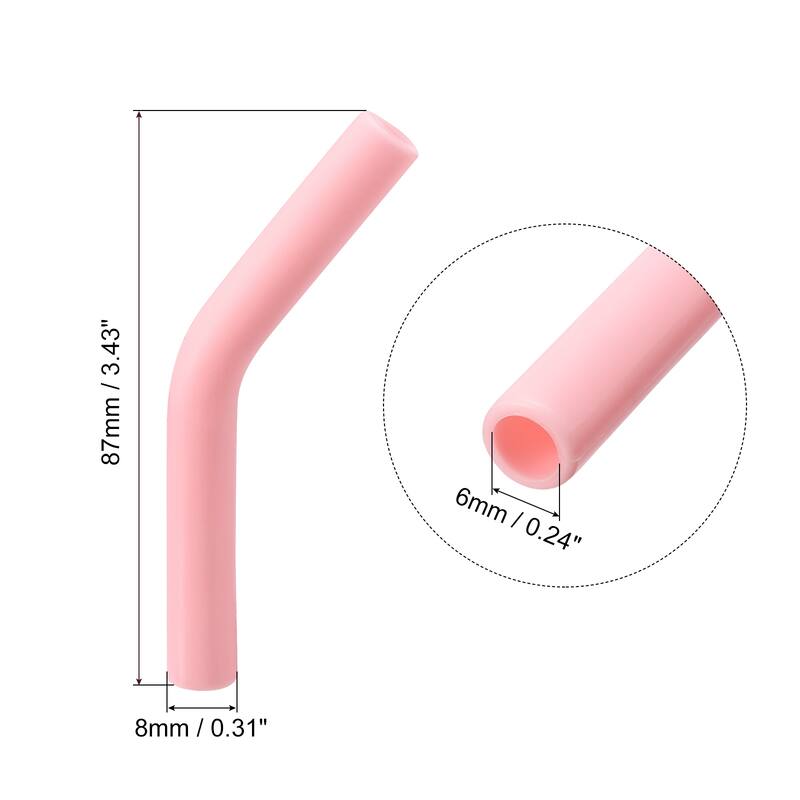 12pcs Silicone Straw Elbows Tip Fit for 6mm/0.24" OD Straws - Light Pink - 6mm
