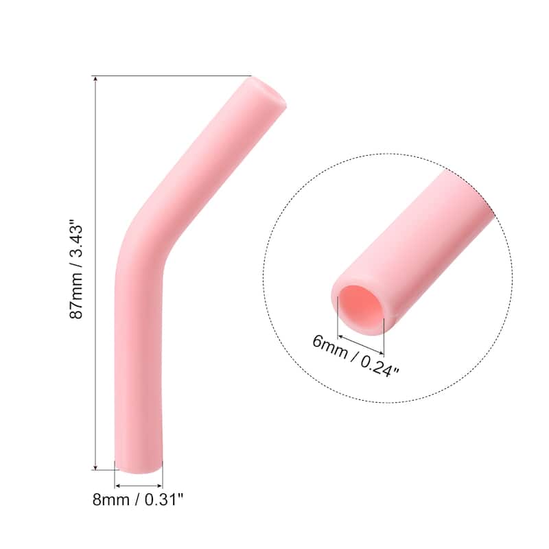 24pcs Silicone Straw Elbows Tip Fit for 6mm/0.24" OD Straws - Light Pink