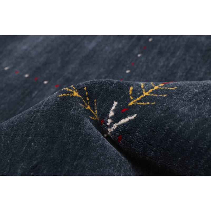 ECARPETGALLERY Hand Loomed Kashkuli Gabbeh Navy Wool Rug - 4'11 x 7'10