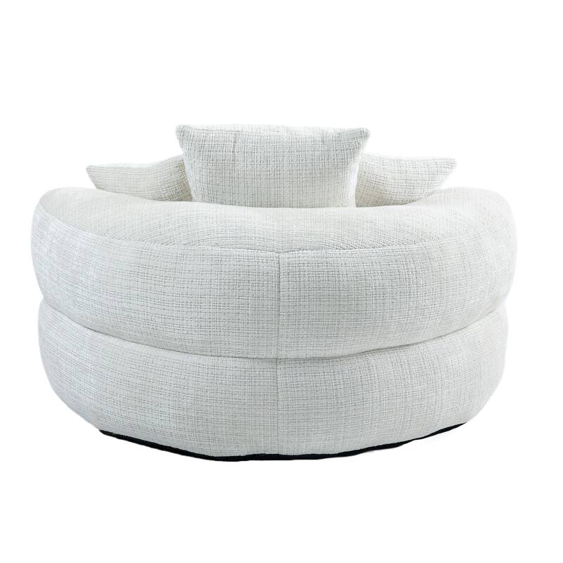 Chenille High Back Lazy Sofa with 3 Pillows and Oversized Bean Bag Chair