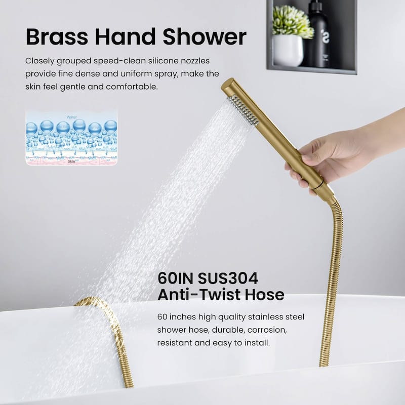 Single Handle Floor Mounted Freestanding Tub Filler With Hand Shower