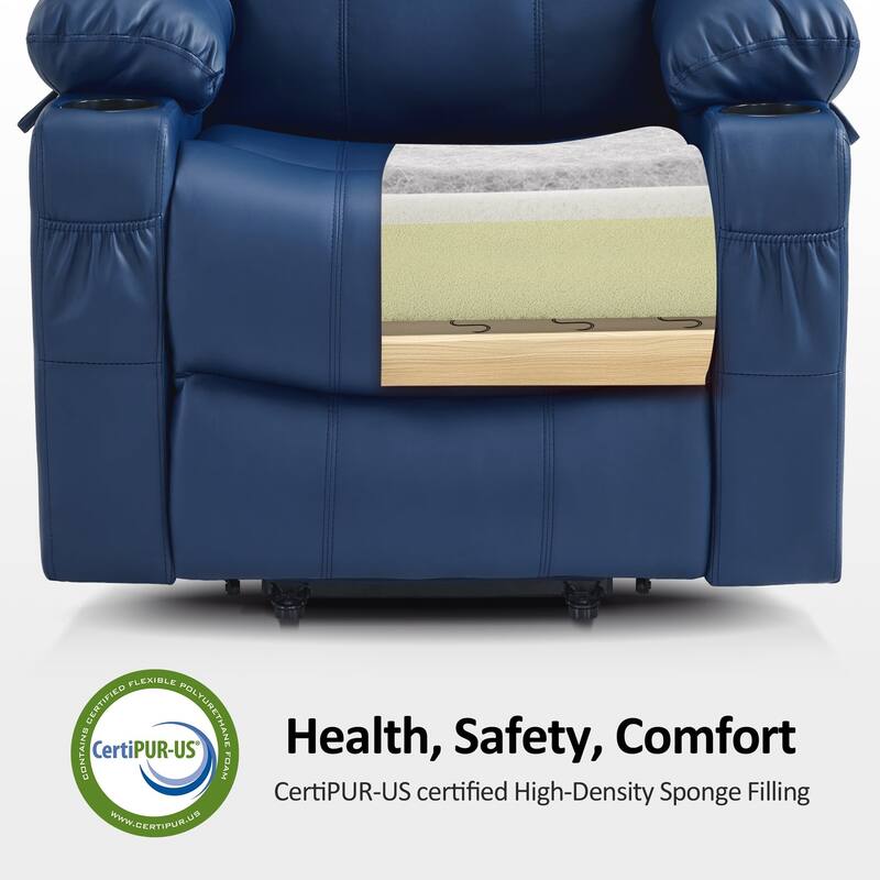 MCombo Electric Power Lift Recliner Chair Sofa with Massage and Heat, 3 Positions, USB Ports, Faux Leather 7040