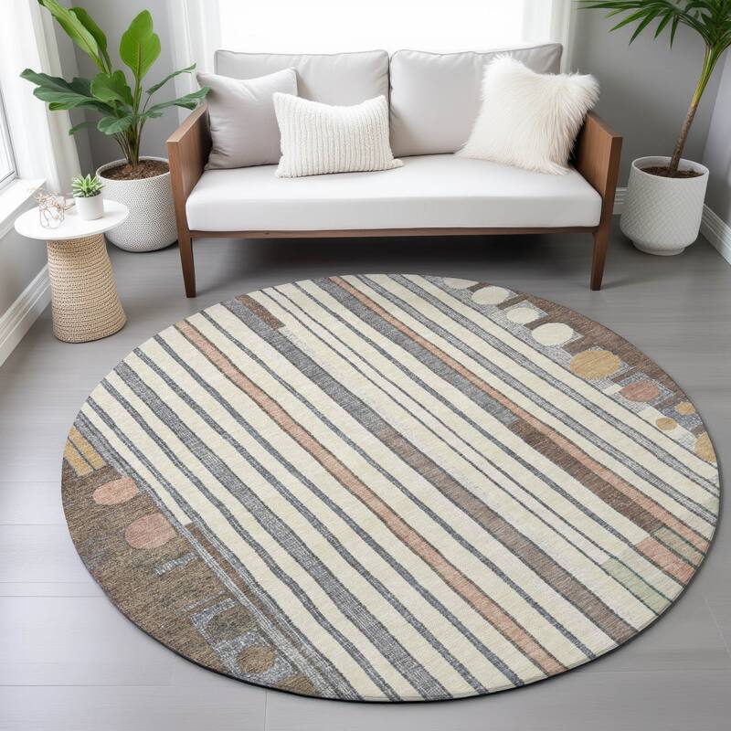 Machine Washable Indoor/Outdoor Casual Contemporary Chantille Rug