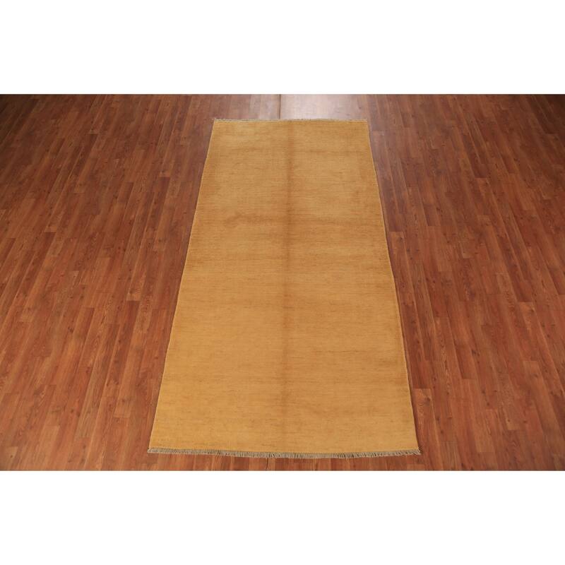 Yellow Gabbeh Oriental Area Rug Hand-Knotted Wool Carpet - 3'11" x 8'0"