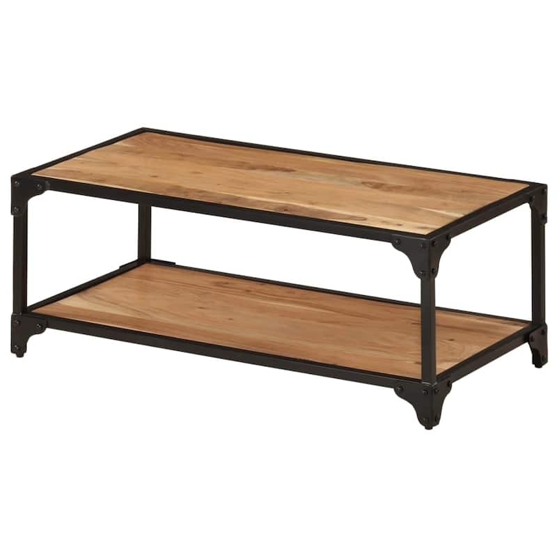 vidaXL Coffee Table 35.4"x17.7"x13.8" Solid Acacia Wood - 35.4" x 17.7" x 13.8"