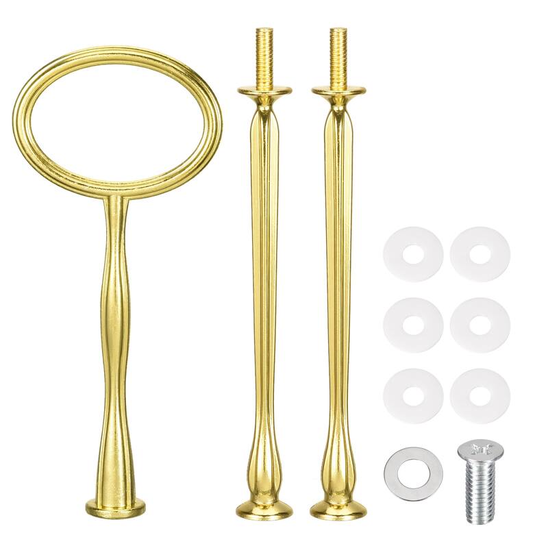 Cake Tray Stand Handle Plate Hardware Fitting, 3-Tiers Oval Gold
